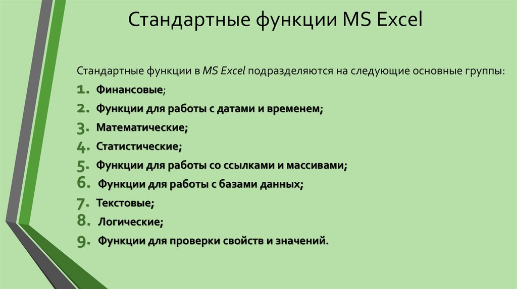 Основные категории функций. Функции MS excel. Функции в excel. Функции в MS excel бывают. Основные функции MS excel.