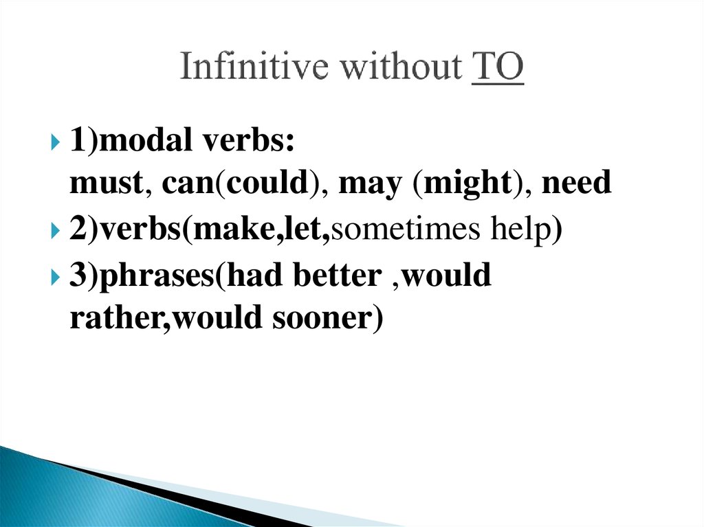 Infinitive verbs grammar