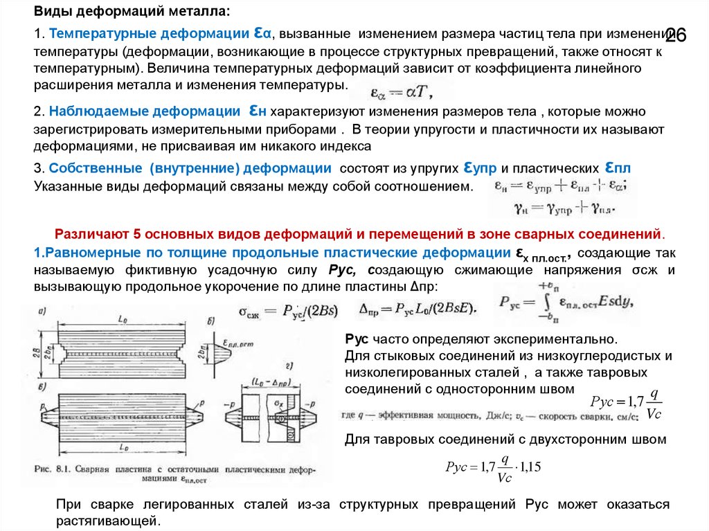 Изменение размеров тел. Силовые и температурные деформации несущих конструкций. Виды перемещений при деформации сварных конструкций. Калькулятор деформации сварного шва. Виды деформации металла.