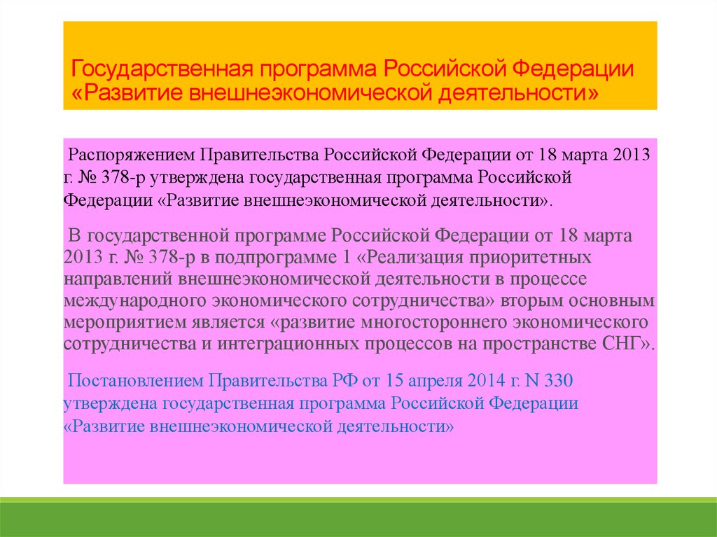 Внешнеторговая деятельность рф. Госпрограмма развитие внешнеэкономической деятельности. Внешнеэкономическая деятельность Российской Федерации. Характеристика госпрограммы РФ "развитие ВЭД"..