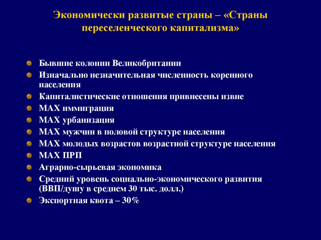 Состав стран переселенческого капитализма