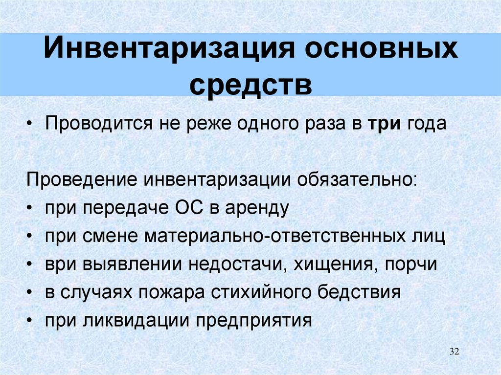 Показатели инвентаризации