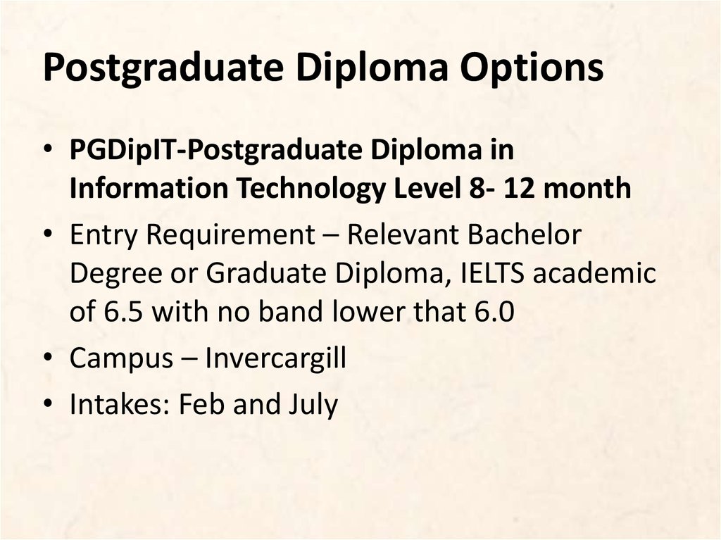 Postgraduate Diploma Options