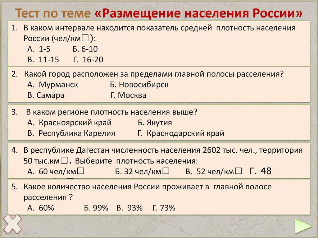 Территориальные особенности размещения населения россии
