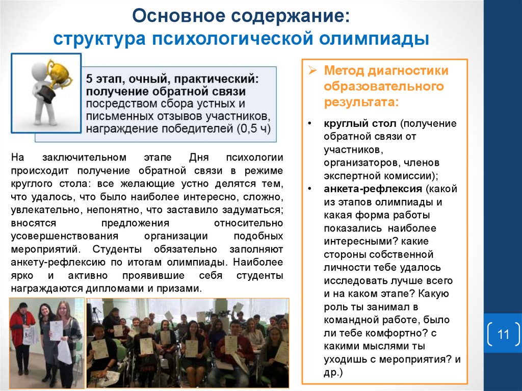 Основное содержание: структура психологической олимпиады