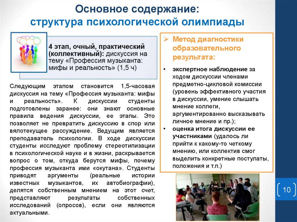 Основное содержание: структура психологической олимпиады