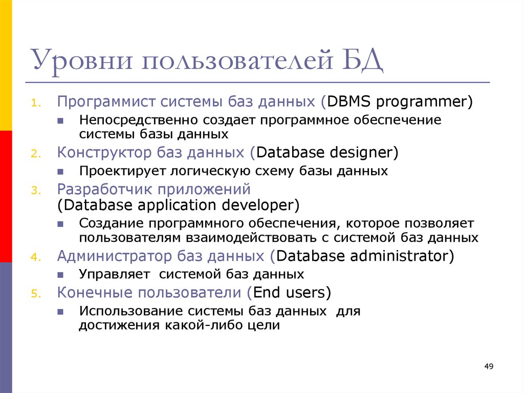 Пользователи базы данных