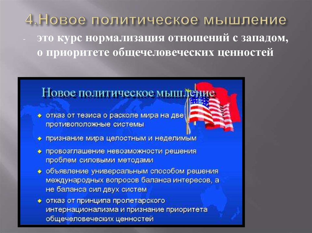 Последствия нового мышления горбачева. Новое политическое мышление. Новое политическое мышление перестройка. Концепция нового политического мышления. Новое политическое мышление в СССР.