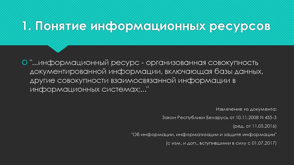 Понятие информационных ресурсов презентация