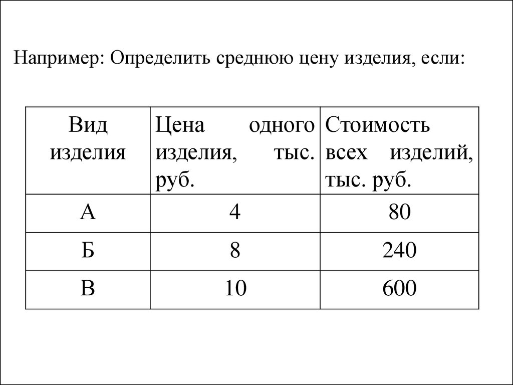 Определите среднюю