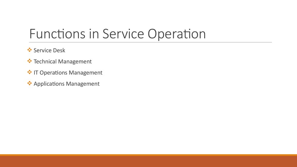 Functions in Service Operation