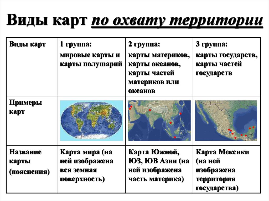 Таблица географических карт атласа 5 класс