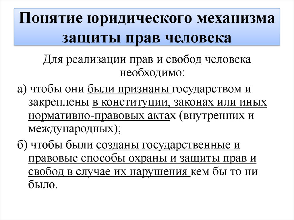 Механизмы реализации и защиты прав и свобод человека и гражданина презентация