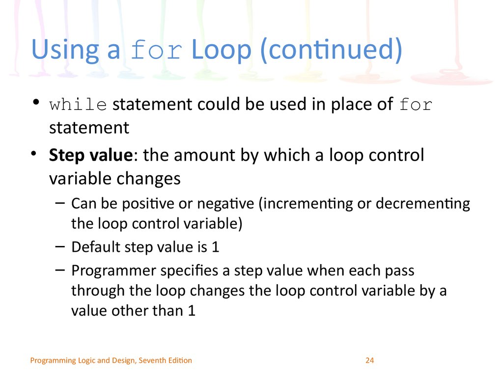 Using a for Loop (continued)
