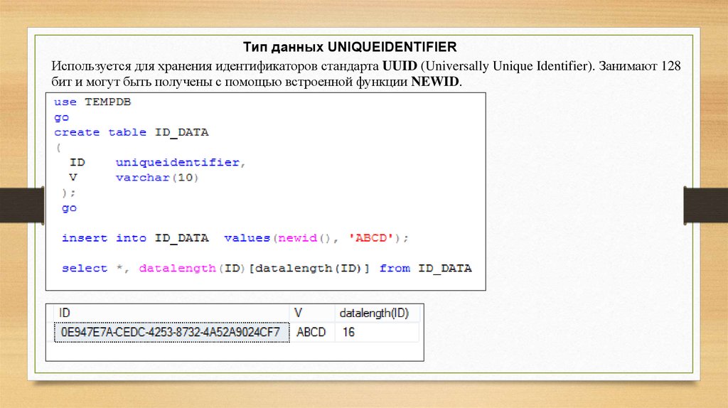 Uuid example. Тип данных UUID. 128-Битный идентификатор. Формат UUID. 128 Бит UUID.