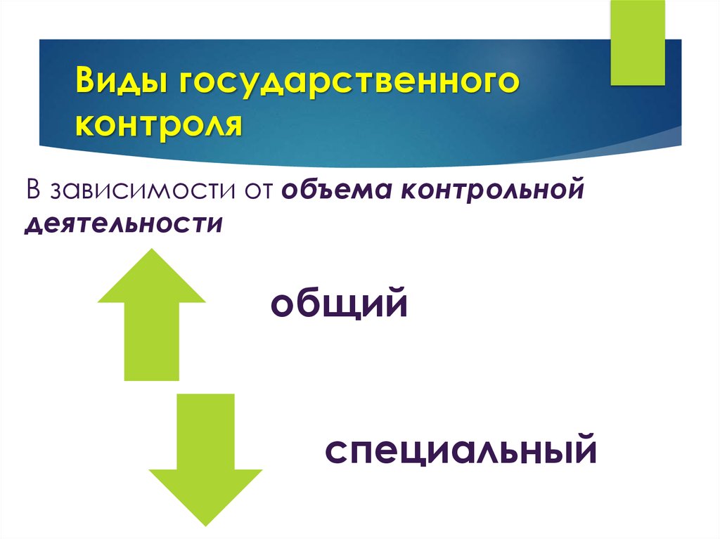 Основание контроля. Виды контрольной деятельности. Общий и специальный контроль. Виды государственного контроля в зави.