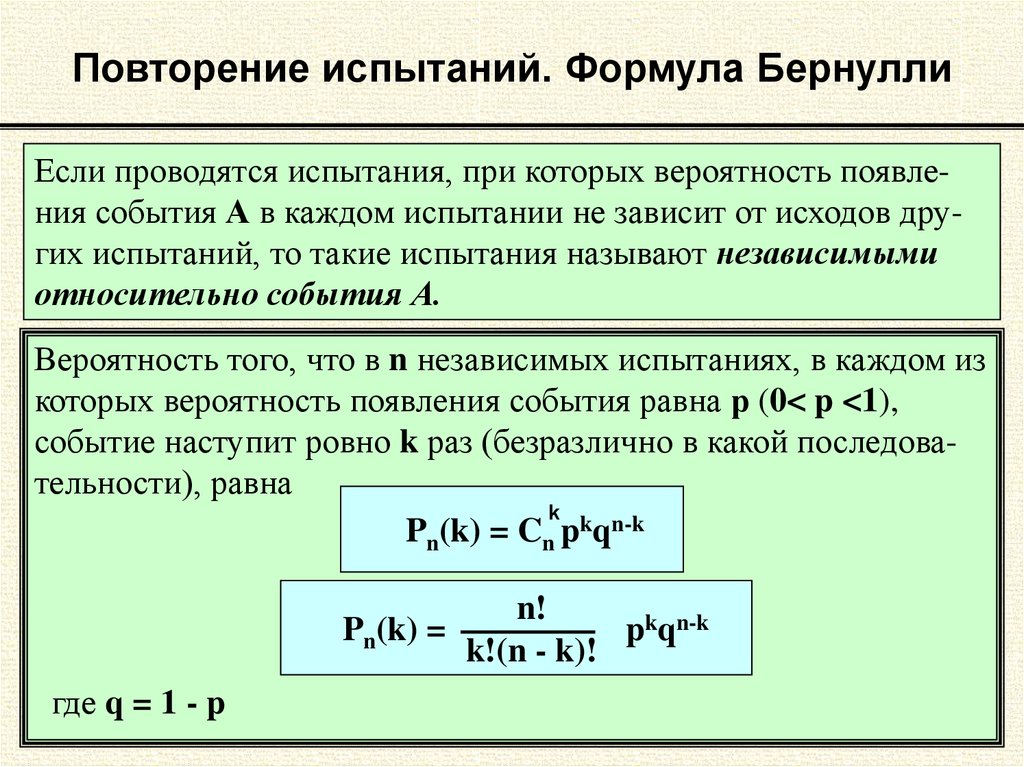 Схема бернулли формула бернулли