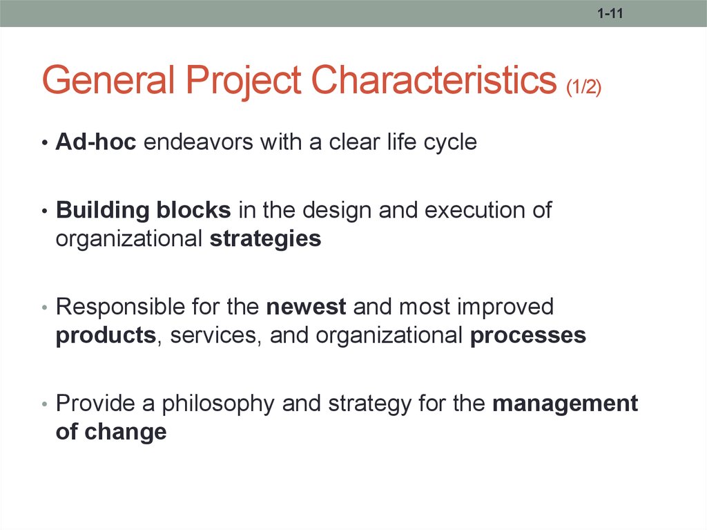 General Project Characteristics (1/2)
