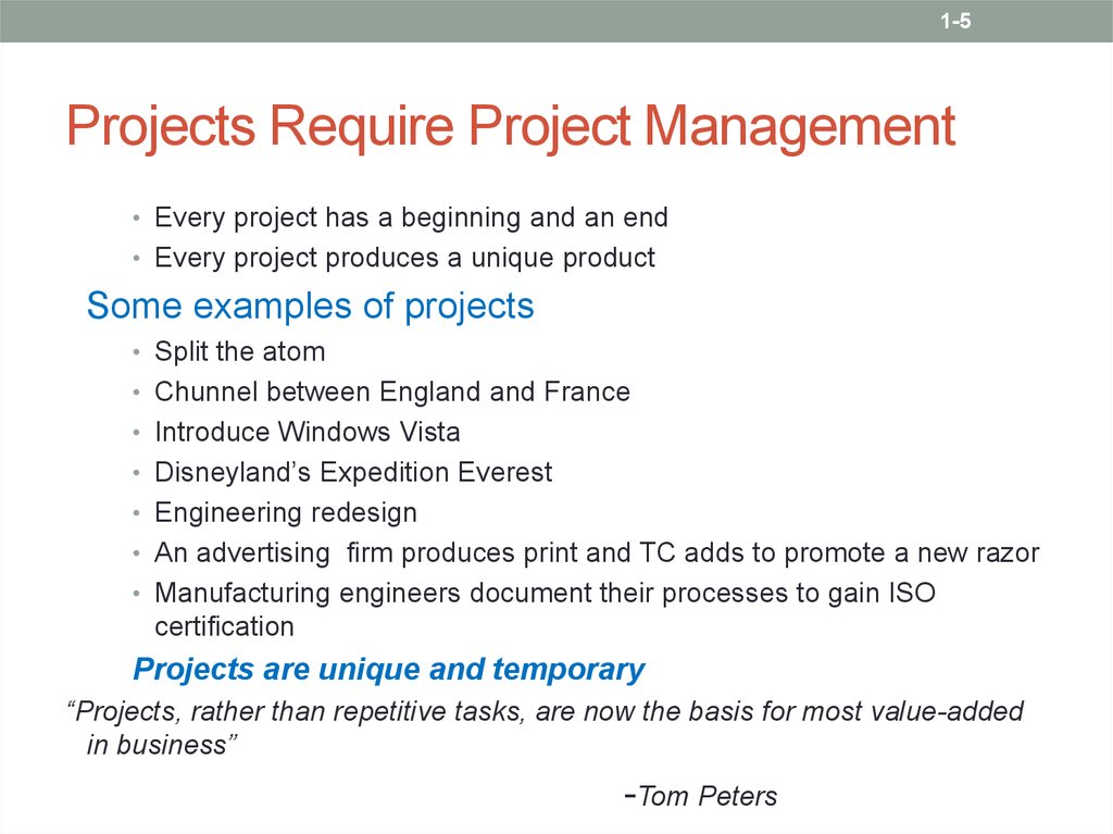 Projects Require Project Management