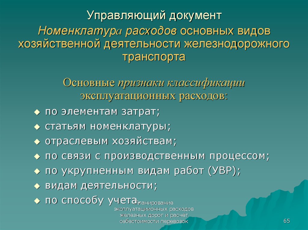 План эксплуатационных расходов