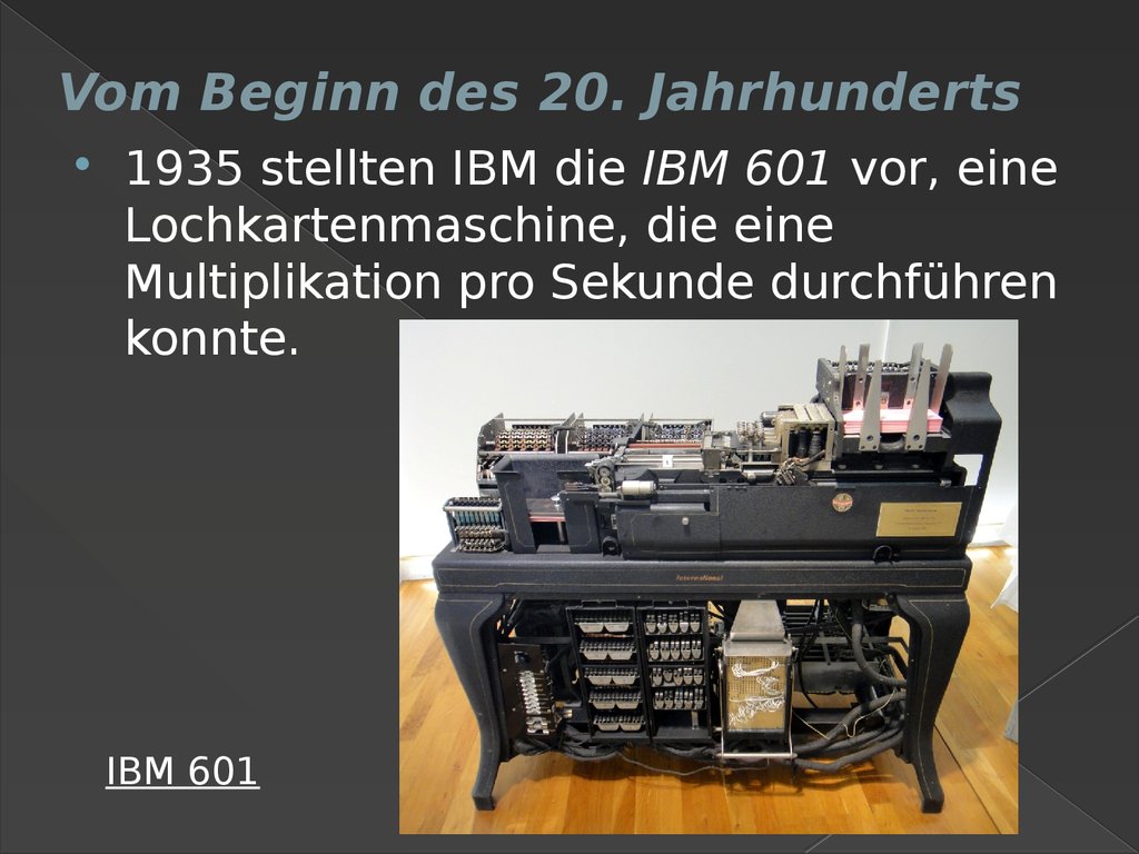 Des 20. IBM 601. Lochkartenmaschine.