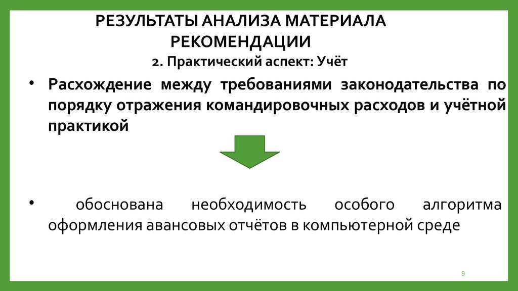 Расхождение между результатами. Анализ материалов. Практические аспекты это. Аспекты в учете это.