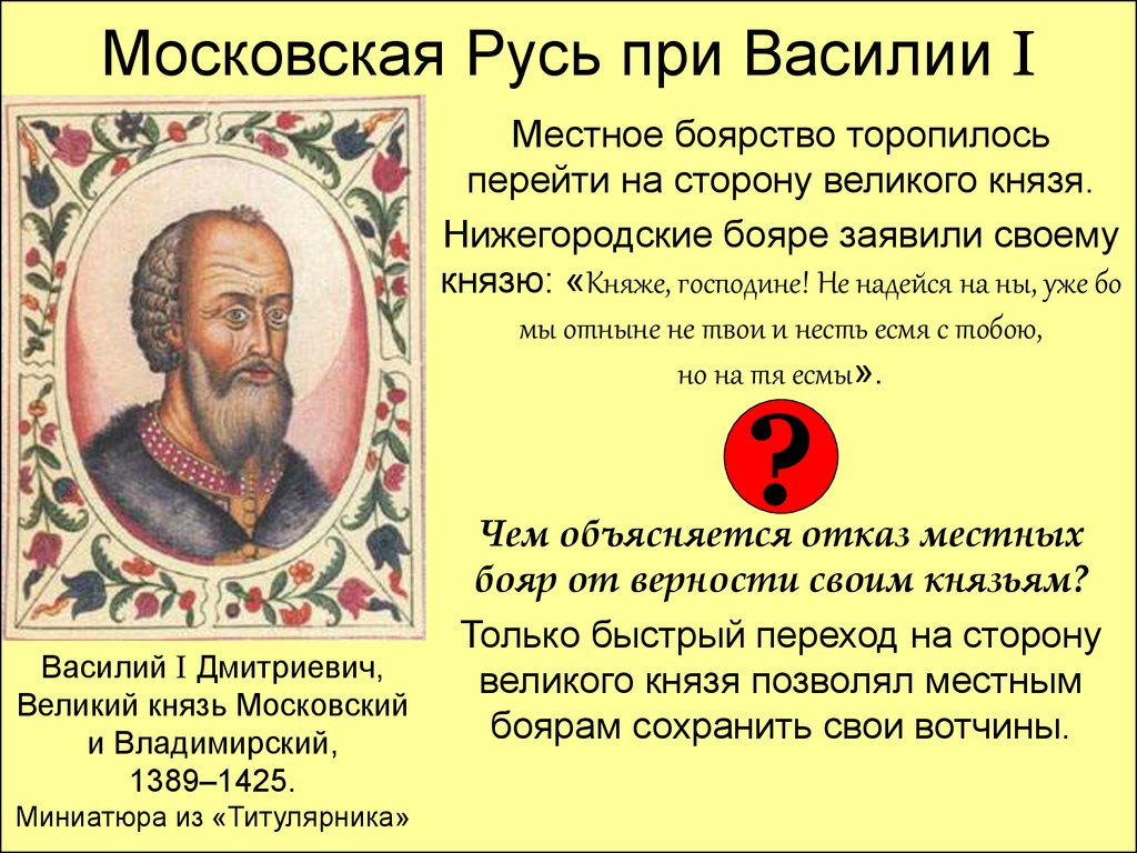 Московские князья xiv xv вв. Московское княжество при Василии i (1389—1425);. Русь при Василии. Московская Русь при Василии 1. Василий 1.