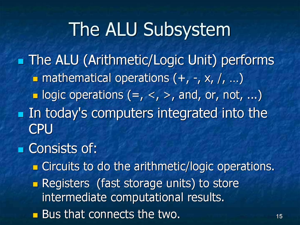 The ALU Subsystem