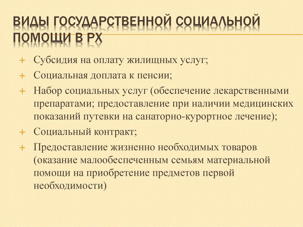 Презентация виды государственной социальной помощи