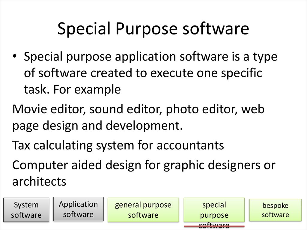 software categories and its purpose