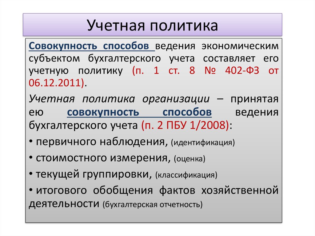 Презентация на тему учетная политика организации