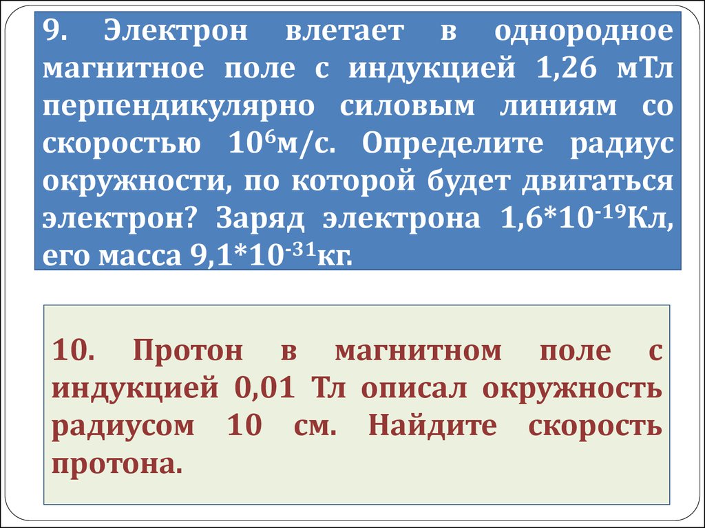 Электрон влетает в однородное магнитное поле