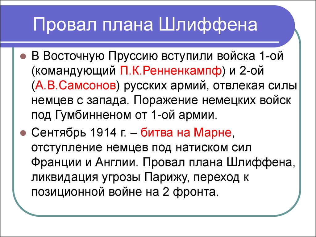 Провал германского плана молниеносной войны