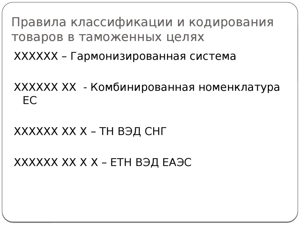 Правила классификации. Классификация и кодирование товаров в таможенных целях. Правила классификации и кодирования товаров. Комбинированная номенклатура. Кодирование товара таможня.