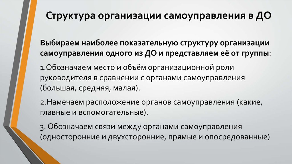Структура организации самоуправления в ДО