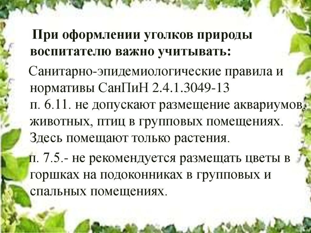 Анализ уголка природы. Презентация ВКР уголок природы.