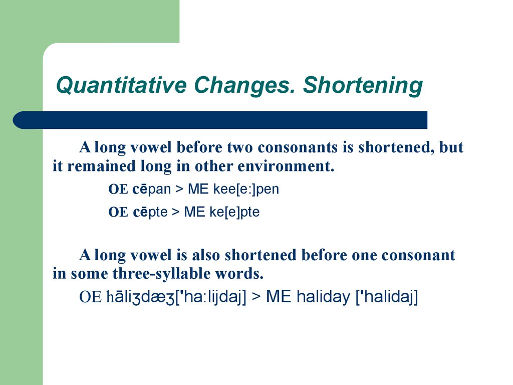 Quantitative Changes. Shortening