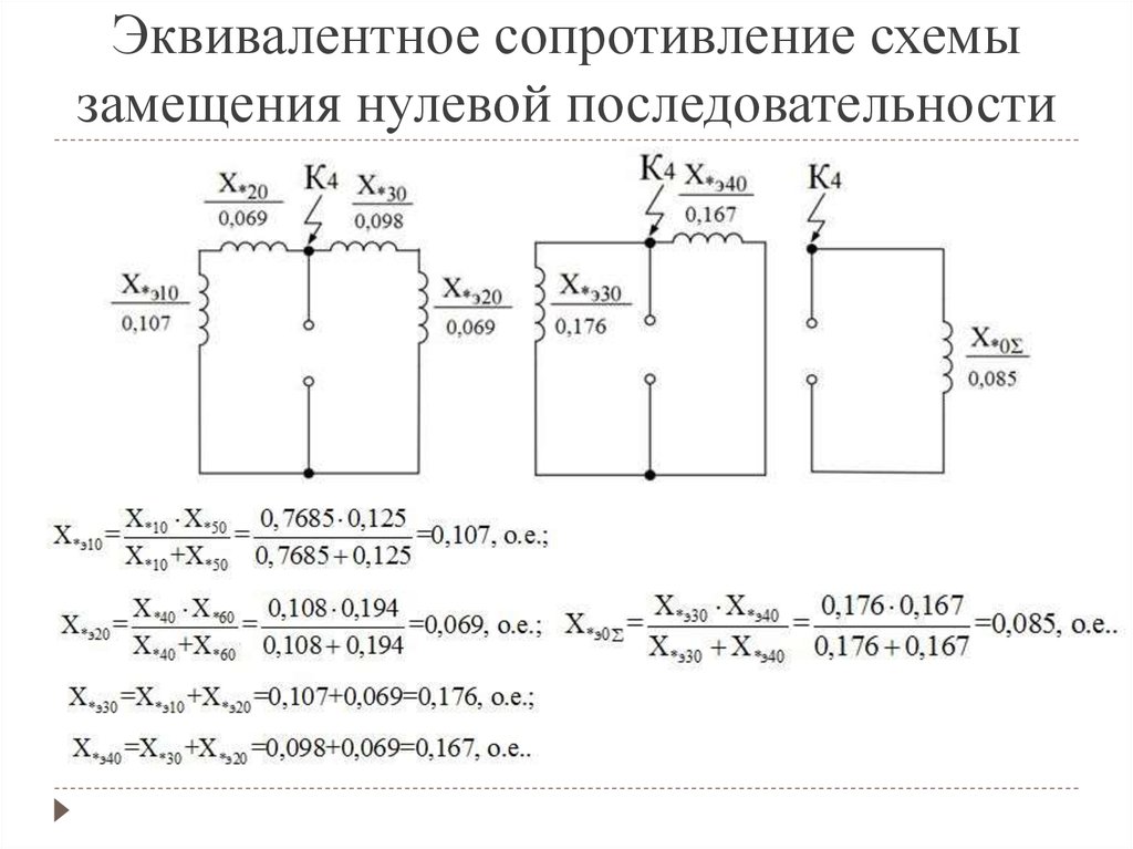 Реактивные сопротивления в схемах прямой и обратной последовательностей различны для