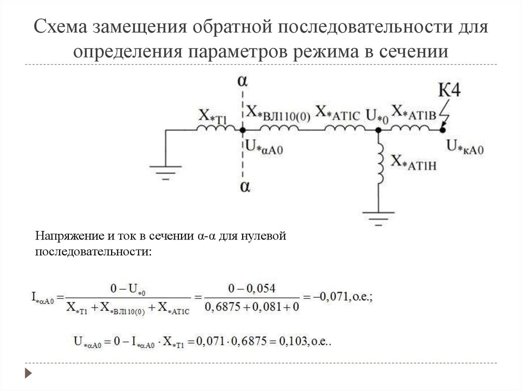 Схема замещения прямой обратной и нулевой последовательности