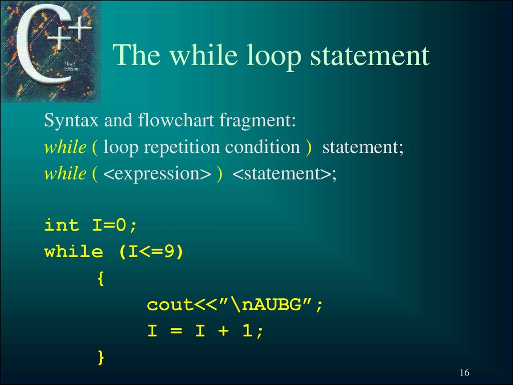 The while loop statement