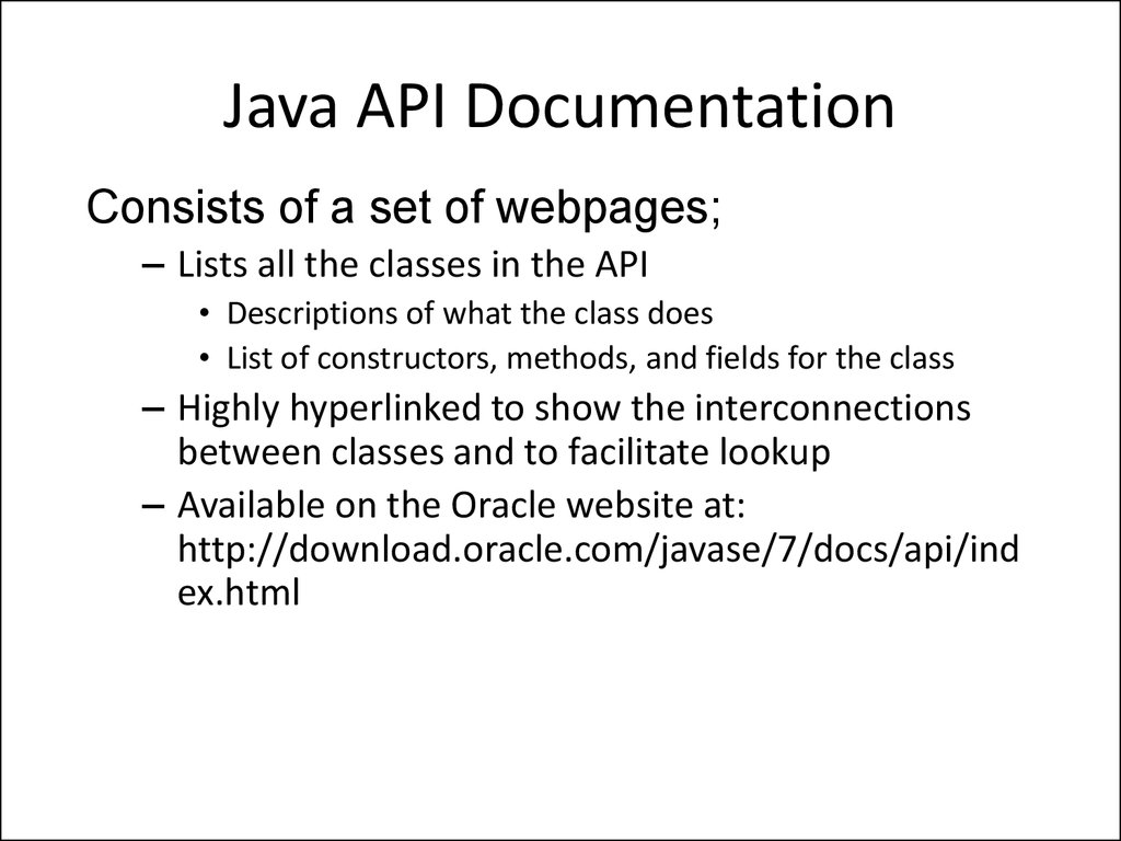Java API Documentation