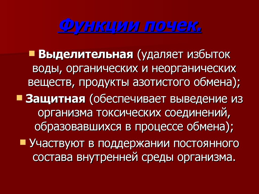 Функции почек презентация