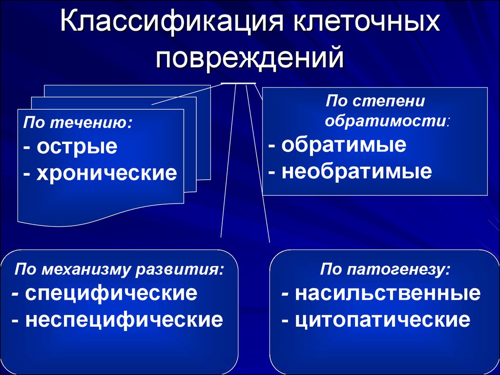 Классификация клеток. Классификация повреждений патофизиология. Обратимые и необратимые повреждения клетки. Классификация повреждения клетки. Специфические проявления повреждения клетки.