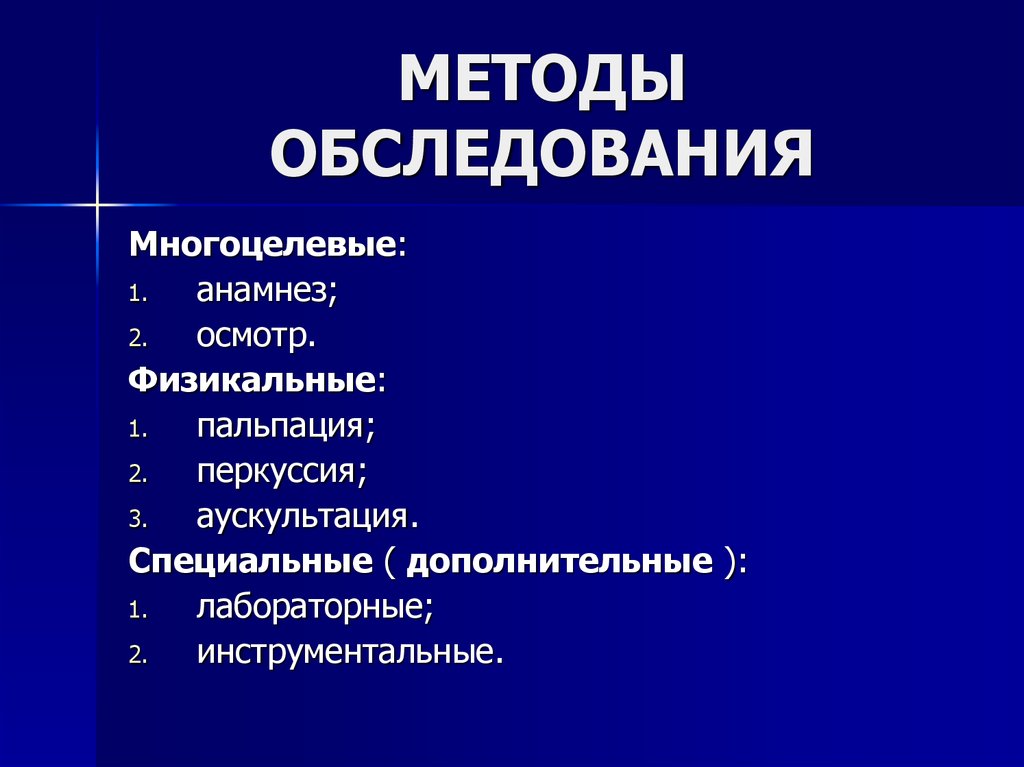 Методы обследования. Основные методы обследования. Основные методы обследования пациента. Дополнительные методы обследования пациента.