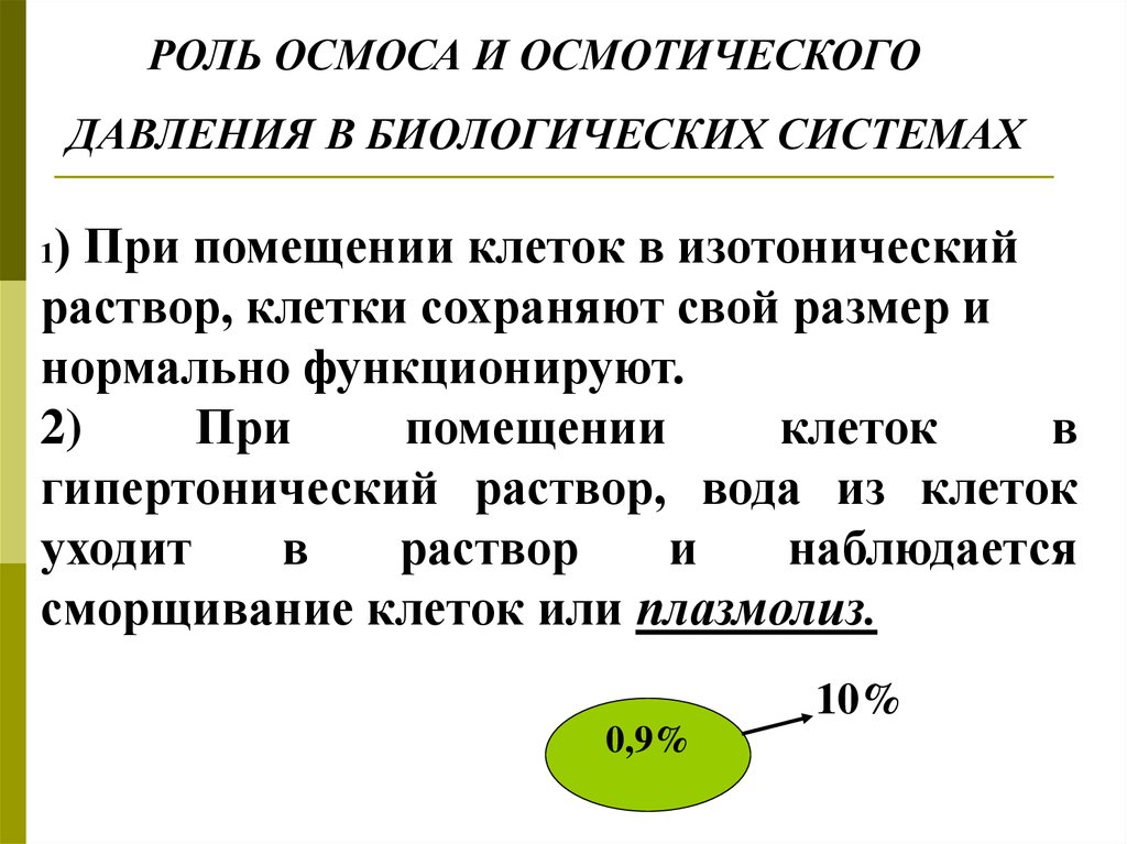 Поддержания осмотического давления