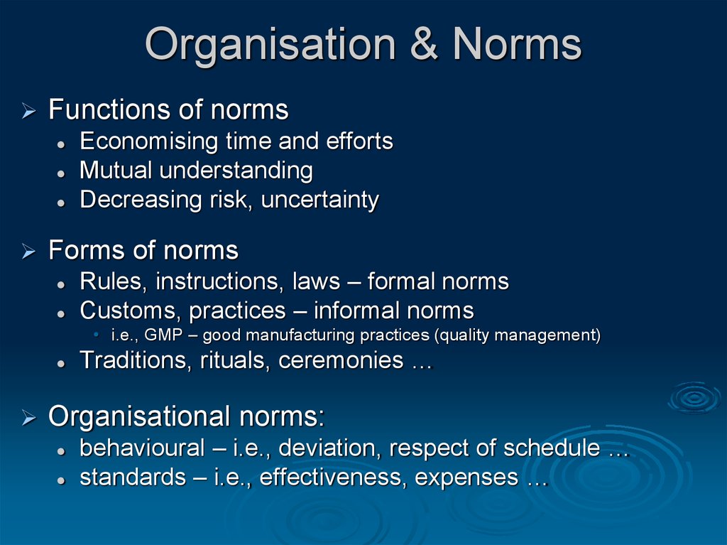 Organisation & Norms