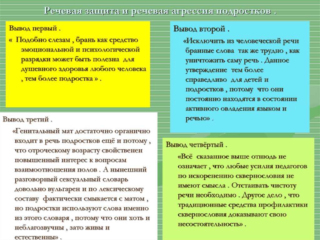 Разработка рекомендаций как избежать речевой агрессии проект