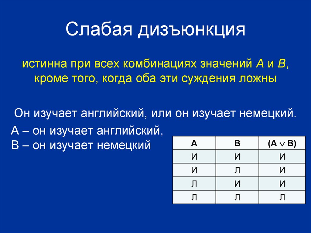 Дизъюнкция истина