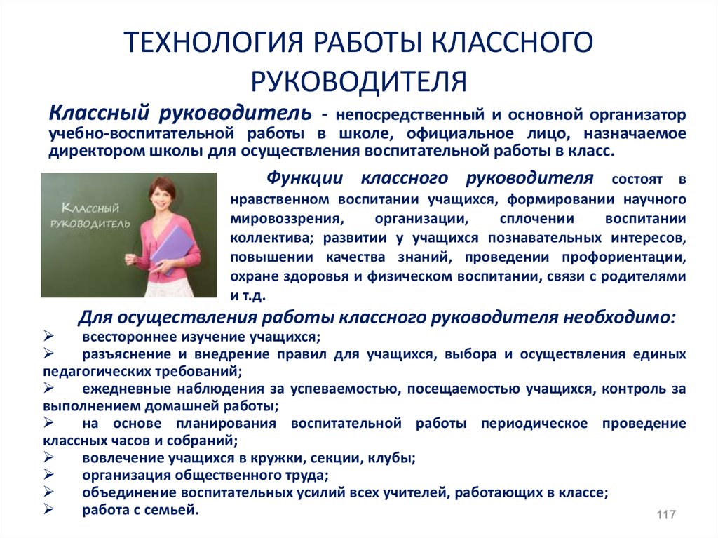 Описание работы классов. Технологии классного руководителя. Технология работы классного руководителя педагогика.