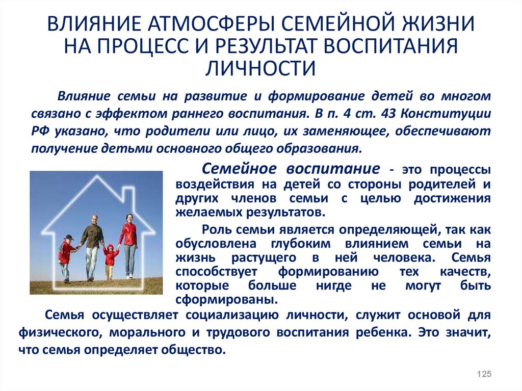 Основы семейной политики. Влияние атмосферы семейной жизни на процесс и результат воспитания.. Результат воспитания личности. Что влияет на семейную атмосферу. Что влияет на семейное воспитание.